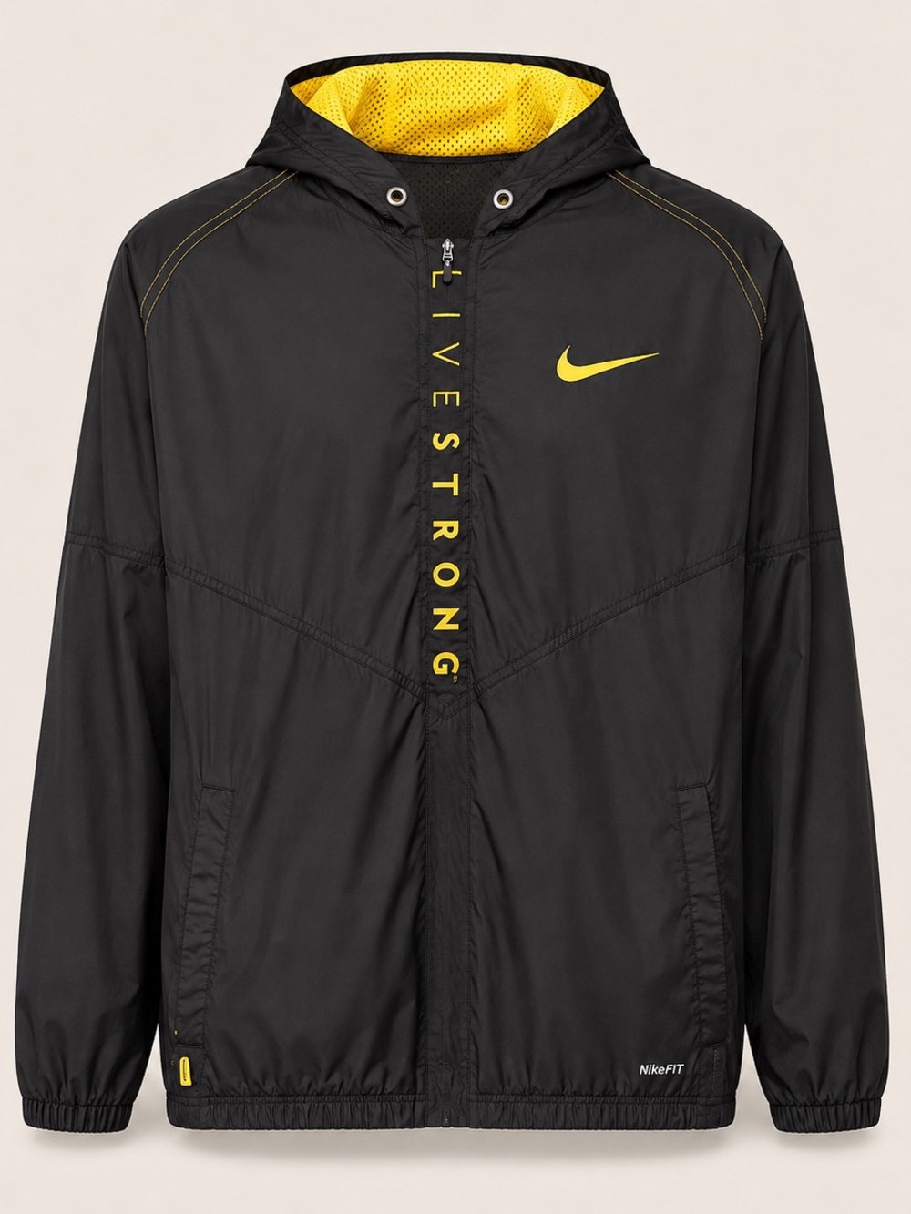 Nike Black and Yellow Livestrong Hooded Windbreaker Jacket - Picture 2 of 11